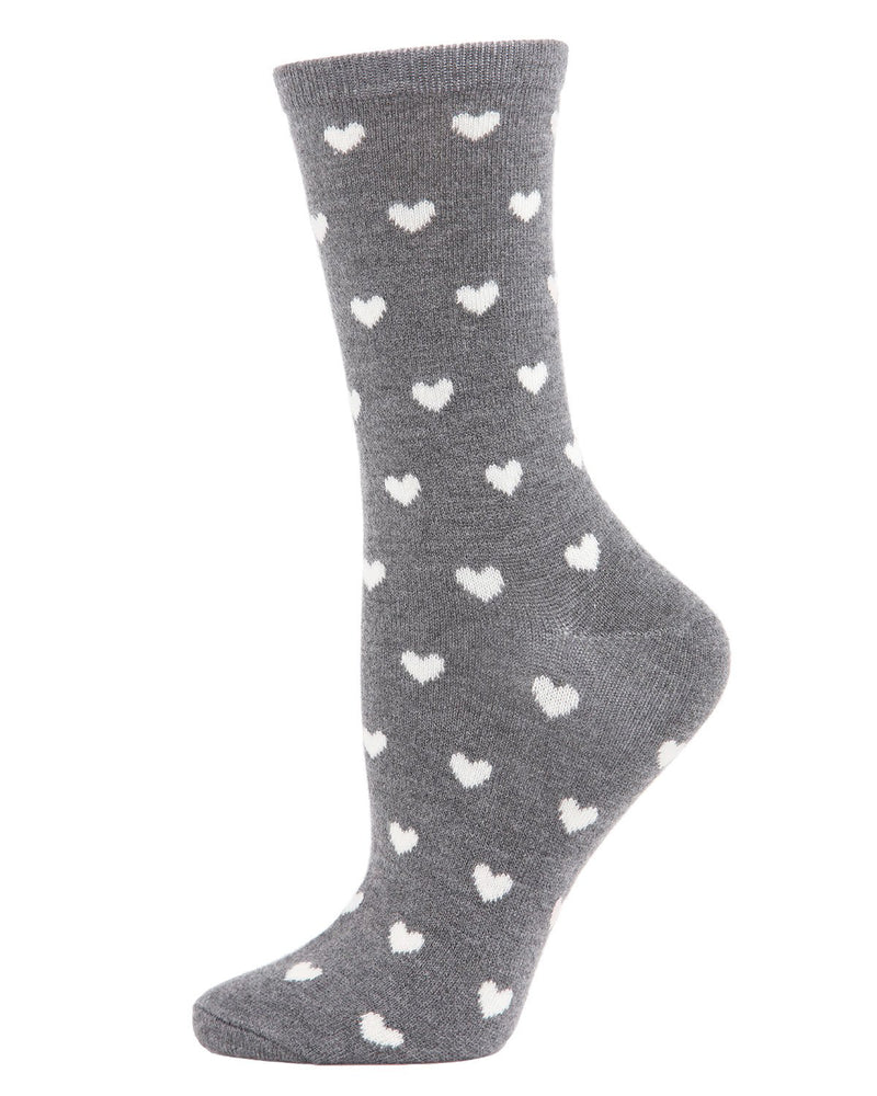 Women's Soft Heart Print Cashmere Blend Crew Sock