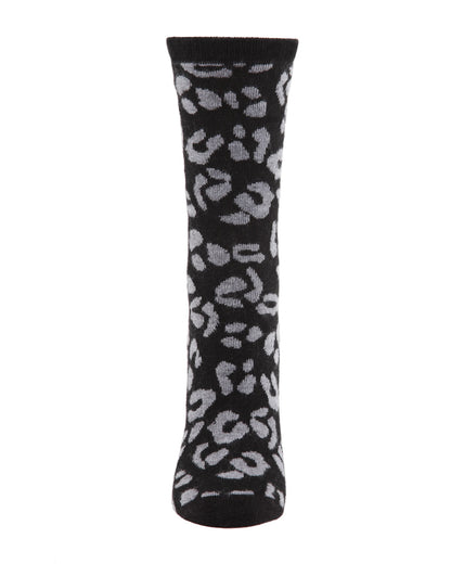 Women's Soft Leopard Animal Print Cashmere Blend Crew Socks : Color: Black