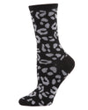 Women's Soft Leopard Animal Print Cashmere Blend Crew Socks : Color: Black