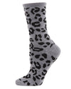 Women's Soft Leopard Animal Print Cashmere Blend Crew Socks : Color: Medium Gray Heather