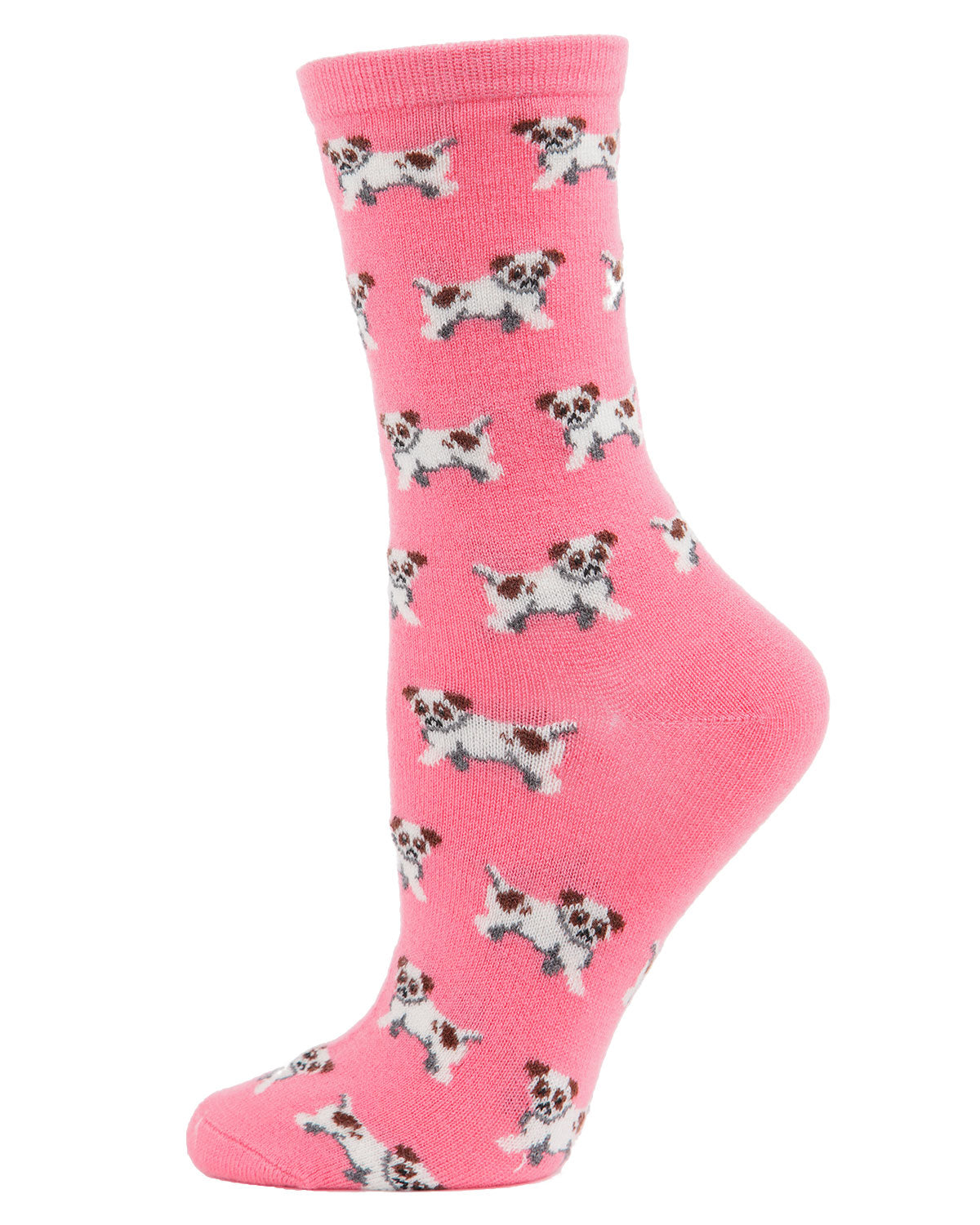 Women's Playful Puppy Dogs Cashmere Blend Crew Sock : Color: Confetti Pink Heather