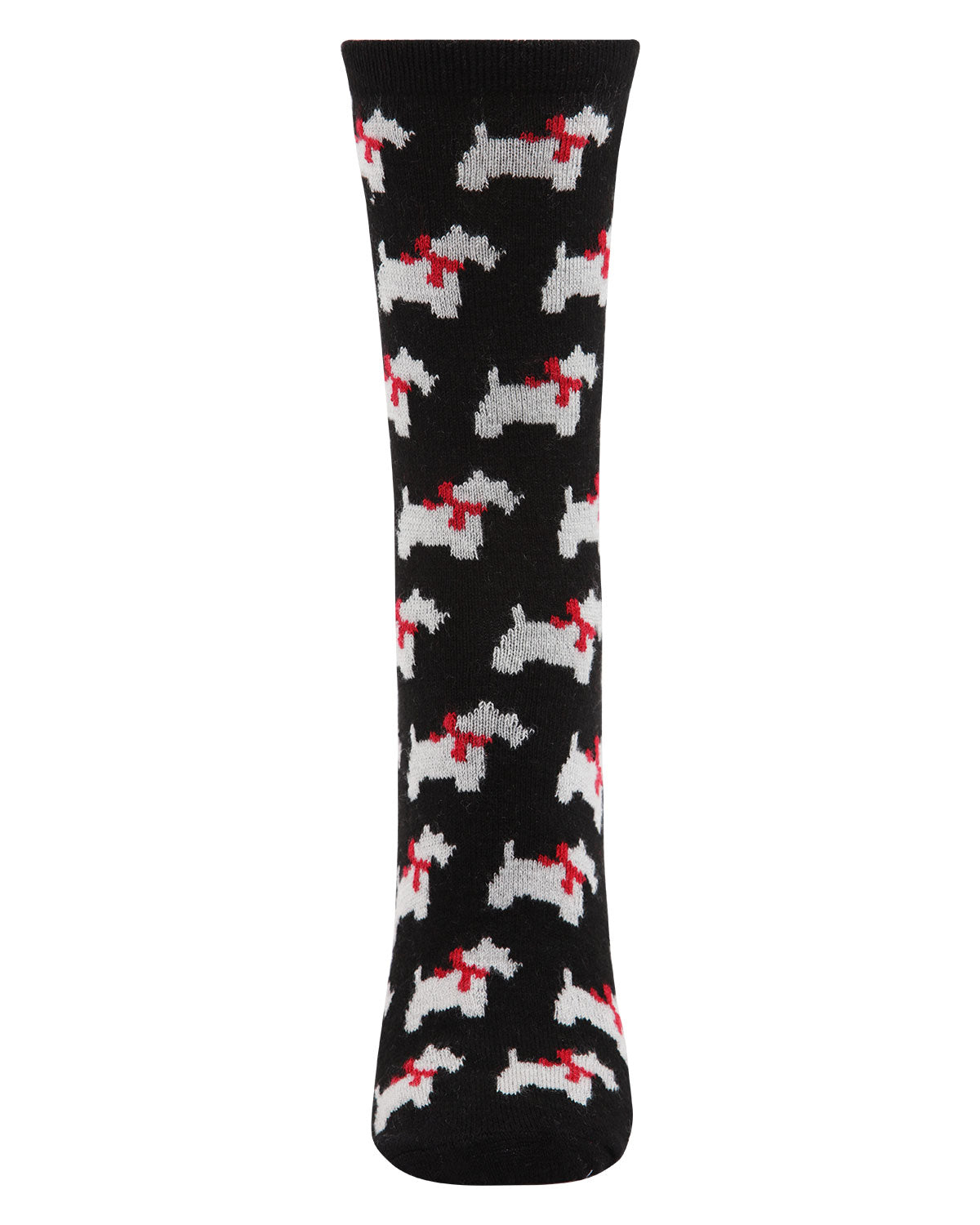 Women's Soft Ribbon Collar Dog Cashmere Blend Crew Sock : Color: Vanilla Ice