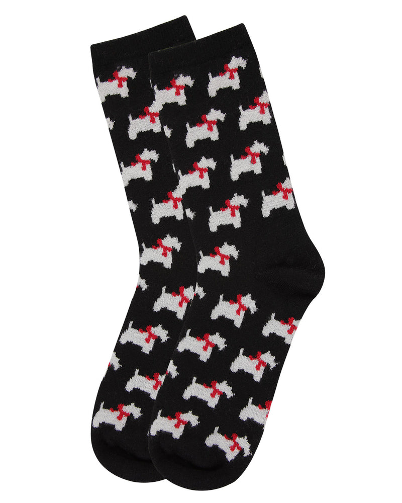 MeMoi Ribbon Collar Dog Cashmere Crew Socks