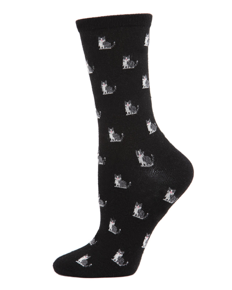 MeMoi Kitties Cashmere Blend Crew Socks