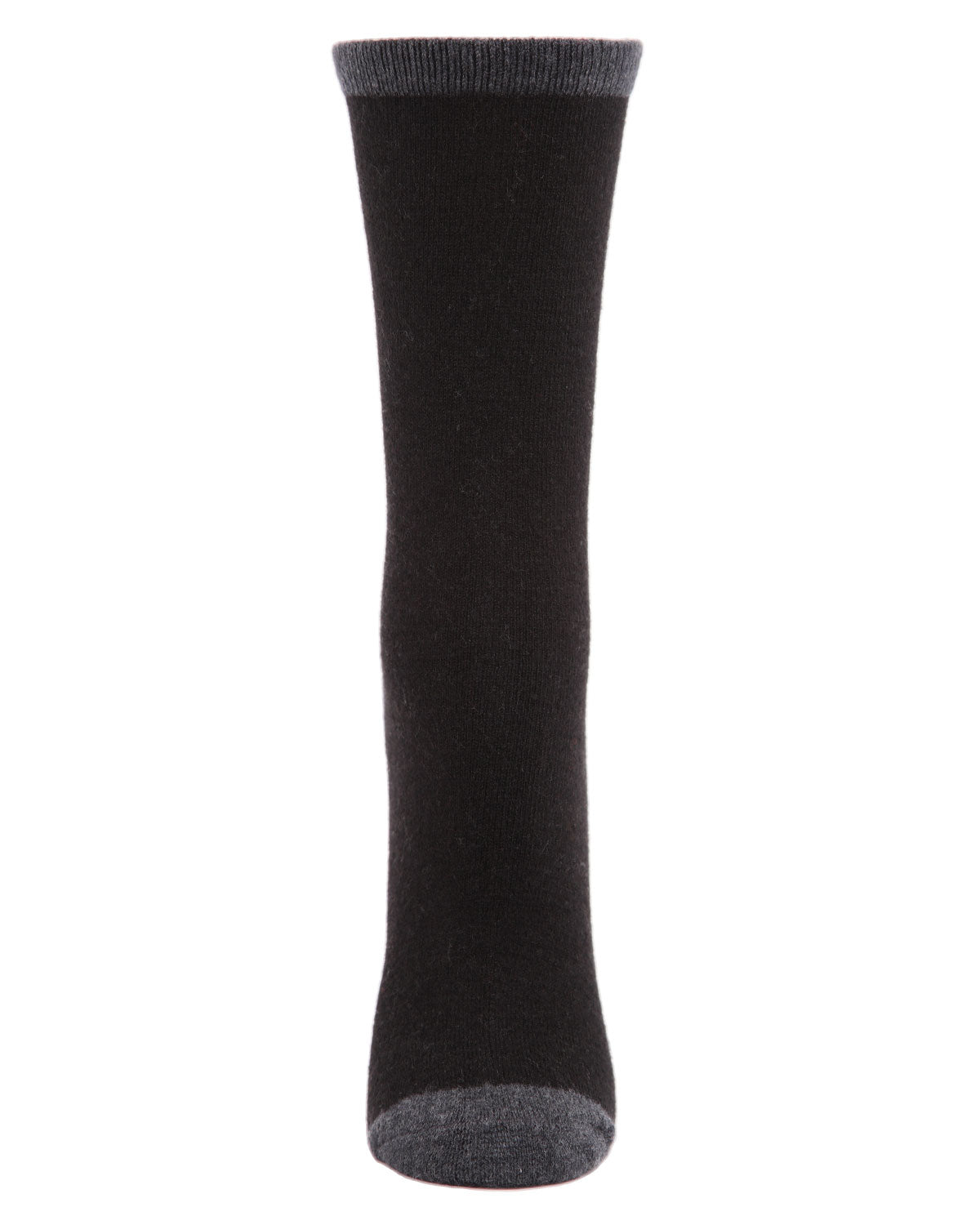 Women's Soft Tipped Flat Knit Cashmere Blend Crew Socks : Color: Black