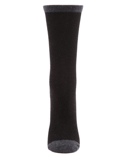 Women's Soft Tipped Flat Knit Cashmere Blend Crew Socks : Color: Black