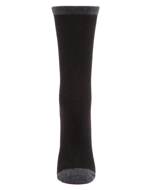 Women's Soft Tipped Flat Knit Cashmere Blend Crew Socks : Color: Black
