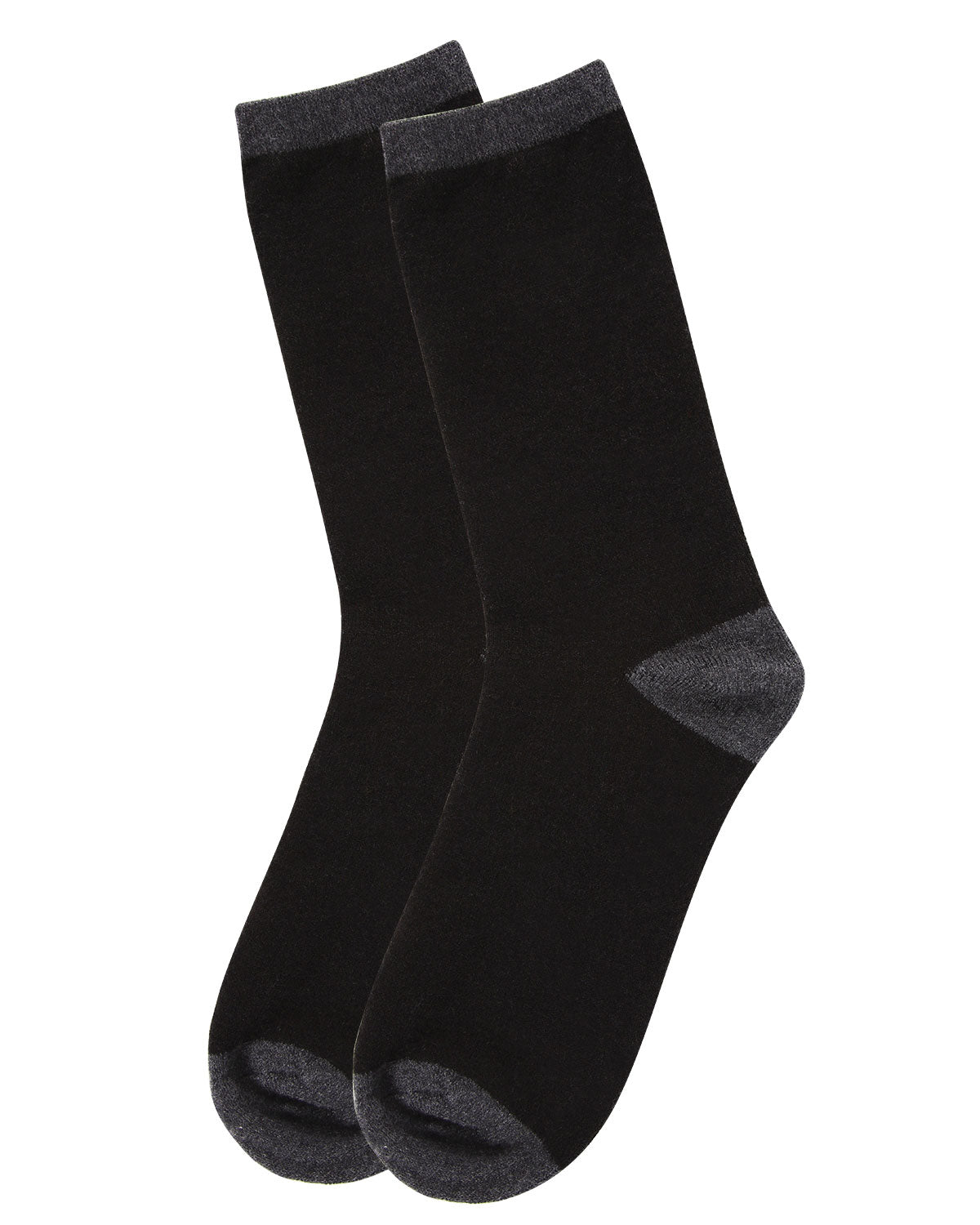 Women's Soft Tipped Flat Knit Cashmere Blend Crew Socks : Color: Black