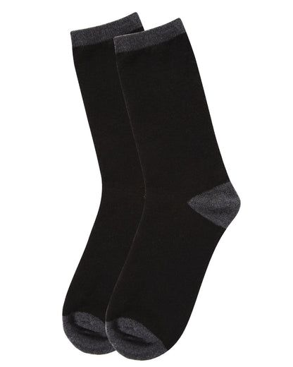 Women's Soft Tipped Flat Knit Cashmere Blend Crew Socks : Color: Black