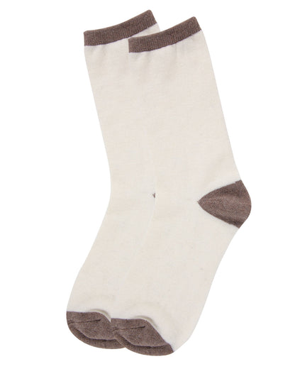 Women's Soft Tipped Flat Knit Cashmere Blend Crew Socks : Color: Ivory