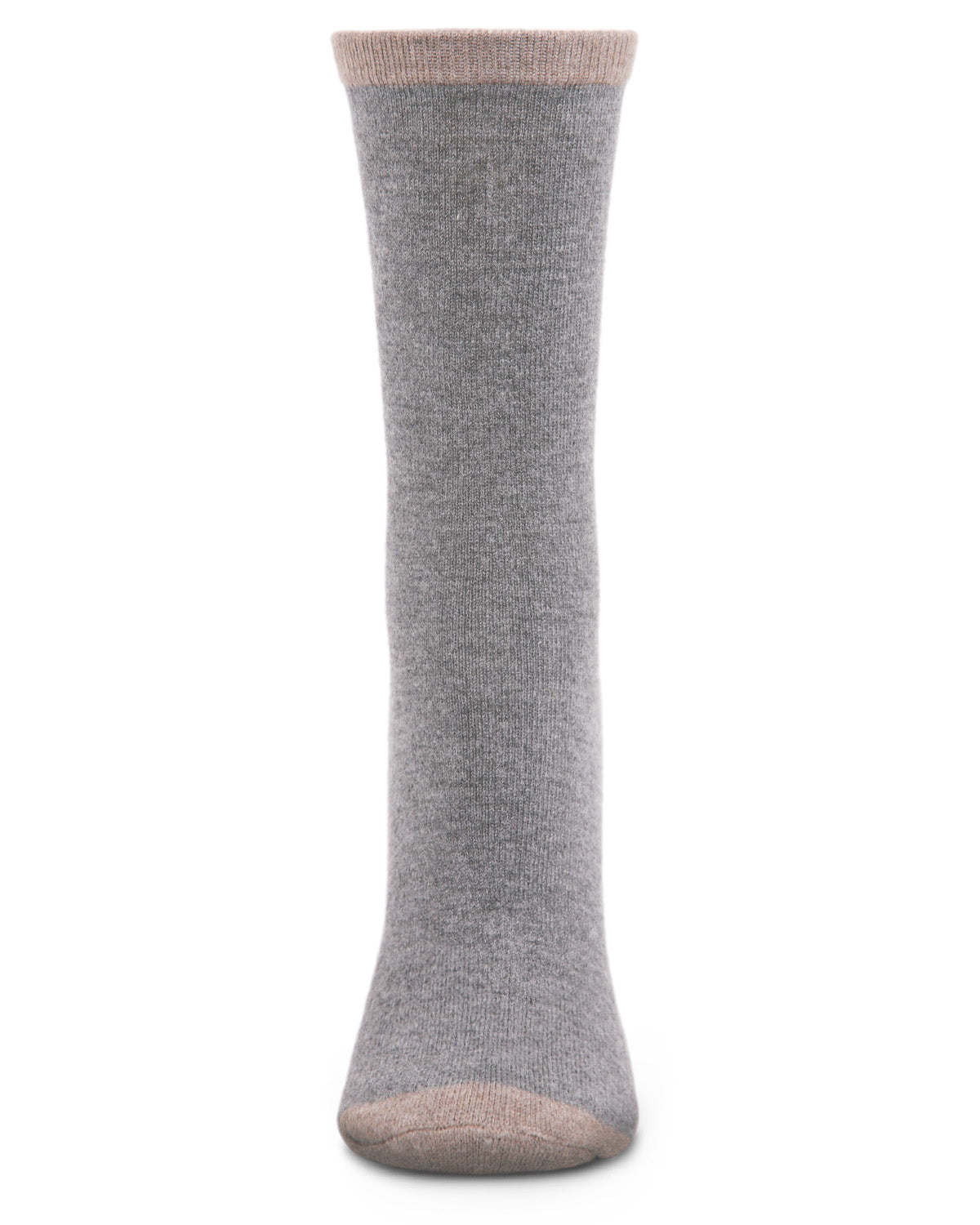 Women's Soft Tipped Flat Knit Cashmere Blend Crew Socks : Color: Medium Gray Heather