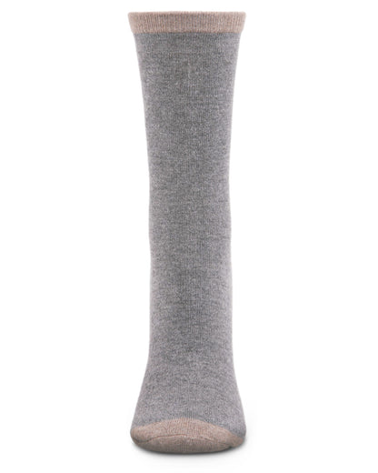 Women's Soft Tipped Flat Knit Cashmere Blend Crew Socks : Color: Medium Gray Heather