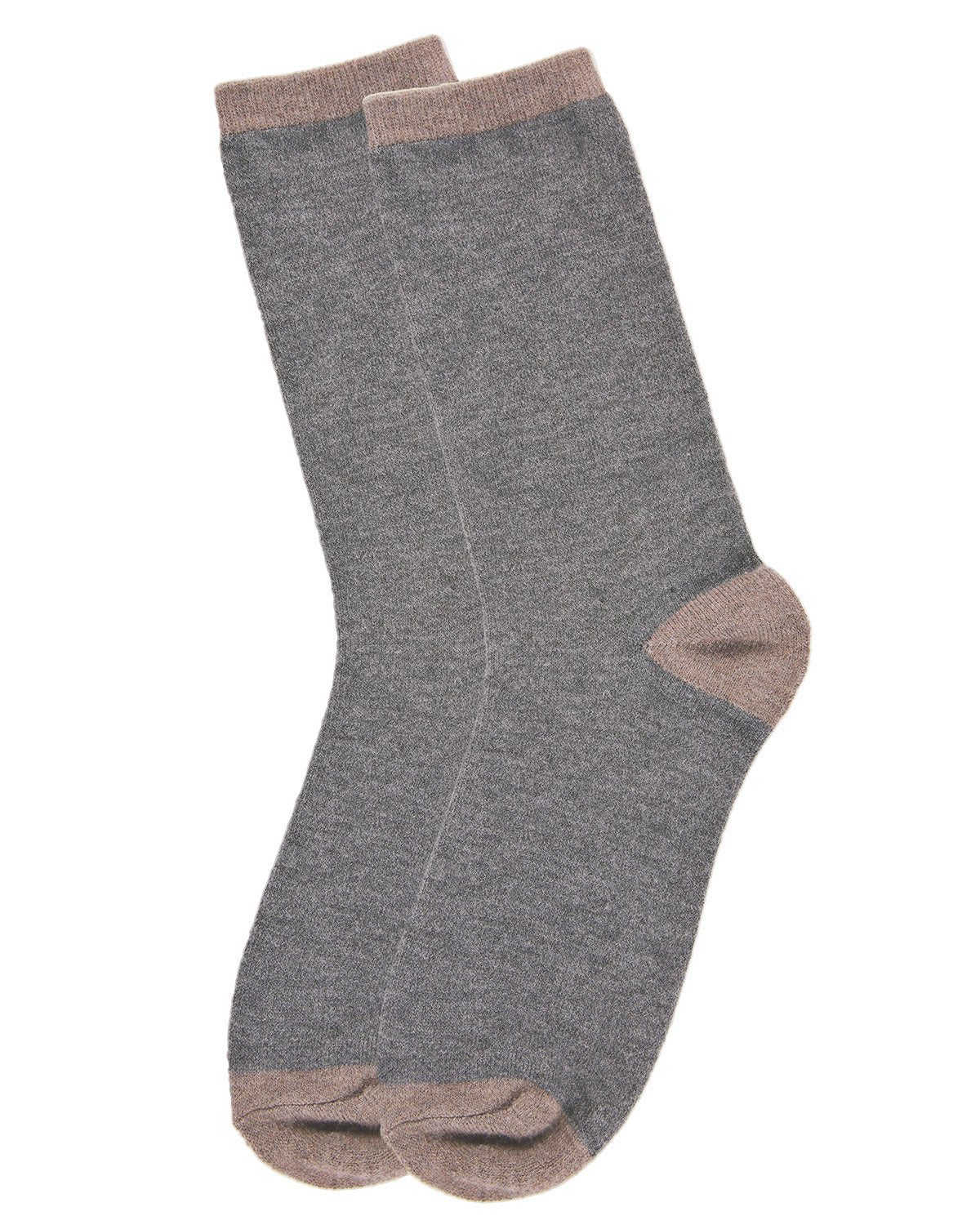 Women's Soft Tipped Flat Knit Cashmere Blend Crew Socks : Color: Medium Gray Heather