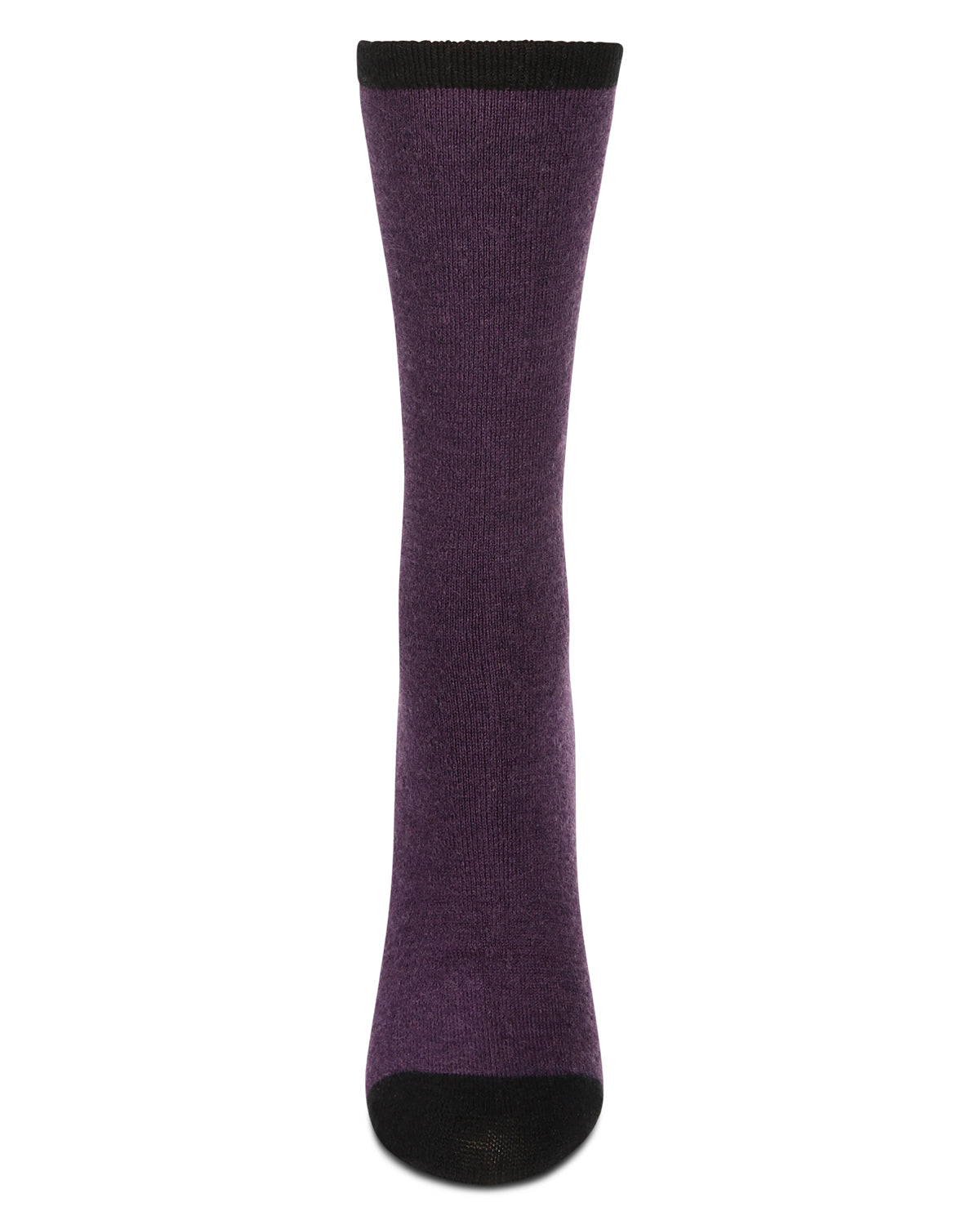 Women's Soft Tipped Flat Knit Cashmere Blend Crew Socks : Color: Purple