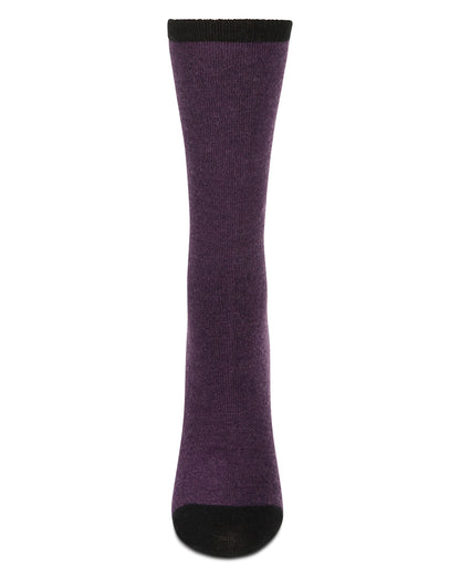Women's Soft Tipped Flat Knit Cashmere Blend Crew Socks : Color: Purple