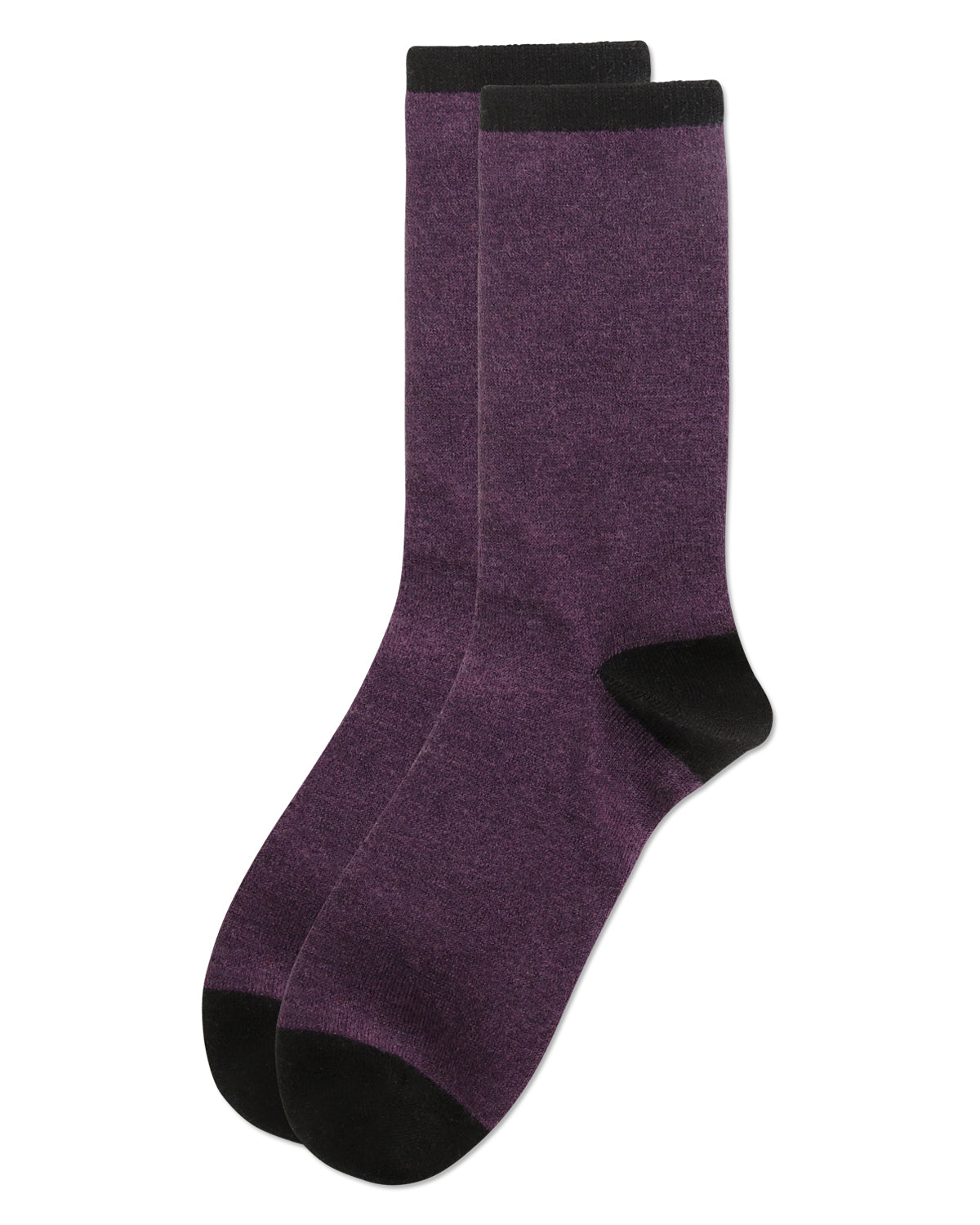 Women's Soft Tipped Flat Knit Cashmere Blend Crew Socks : Color: Purple