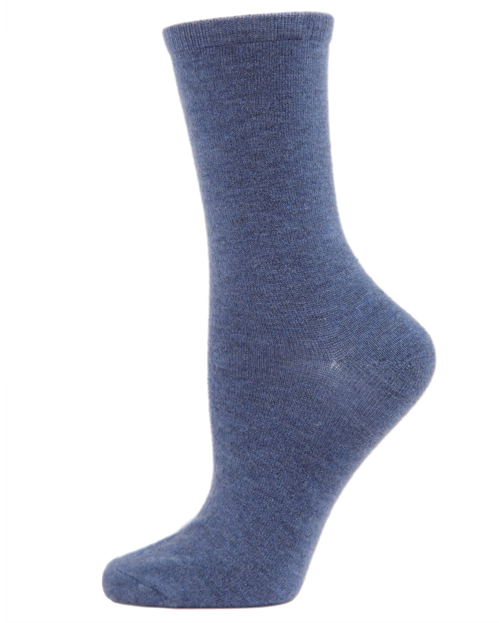 Women's Solid Soft Flat Knit Cashmere Blend Crew Sock