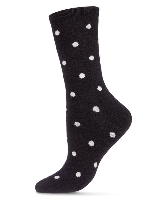 Women's Pretty in Polka Dots Cashmere Blend Crew Socks : Color: Black