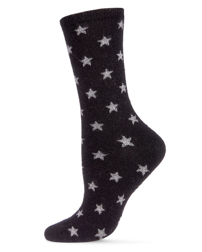 Women's Intergalactic Stars Cashmere Blend Crew Socks : Color: Black