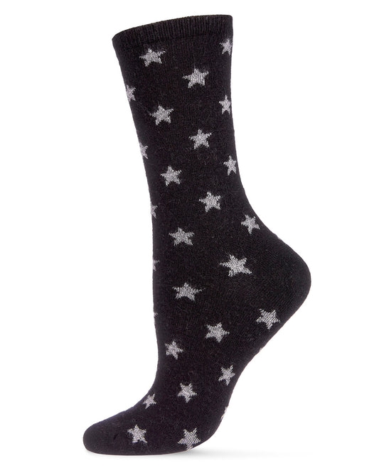 Women's Intergalactic Stars Cashmere Blend Crew Socks : Color: Black