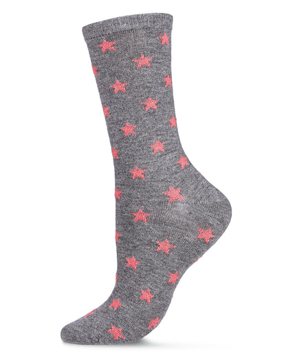 Women's Intergalactic Stars Cashmere Blend Crew Socks : Color: Medium Gray Heather