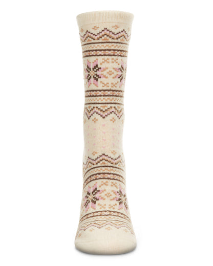 Women's Soft Fair Isle Cashmere Blend Crew Socks : Color: Ivory
