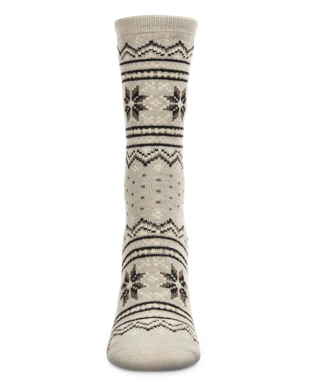 Women's Soft Fair Isle Cashmere Blend Crew Socks : Color: Ivory