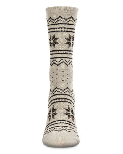 Women's Soft Fair Isle Cashmere Blend Crew Socks : Color: Ivory