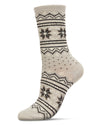 Women's Soft Fair Isle Cashmere Blend Crew Socks : Color: Medium Gray Heather