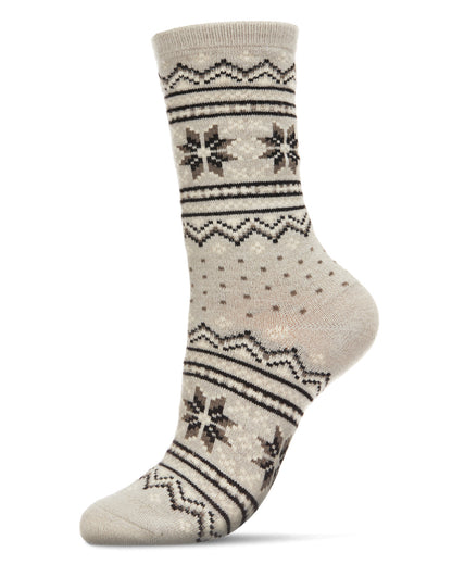 Women's Soft Fair Isle Cashmere Blend Crew Socks : Color: Medium Gray Heather
