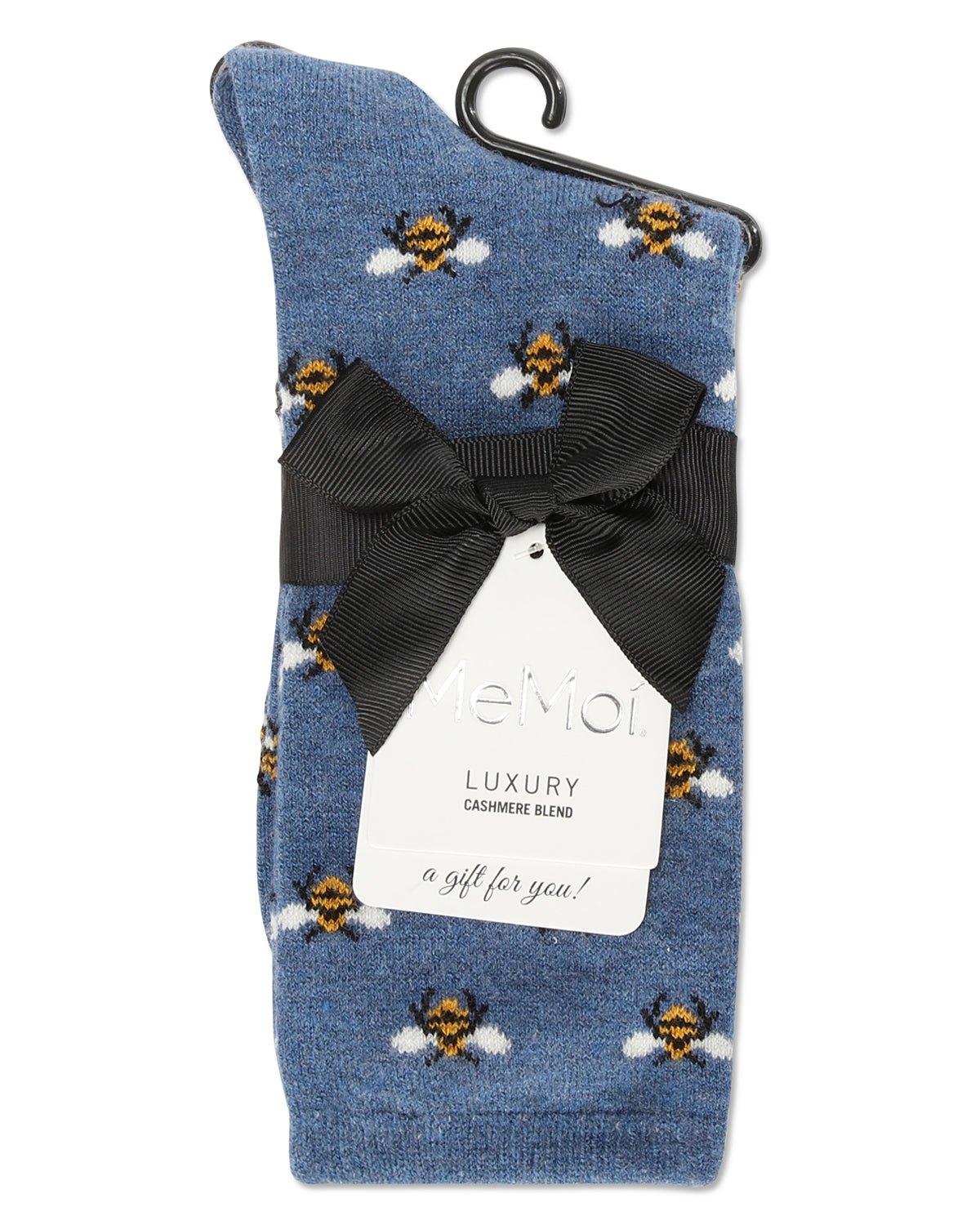 Women's Bee Cashmere Blend Crew Socks : Color: Med Denim Heather