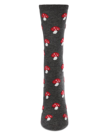 Women's Soft Mushroom Cashmere Crew Socks : Color: Dark Gray Heather