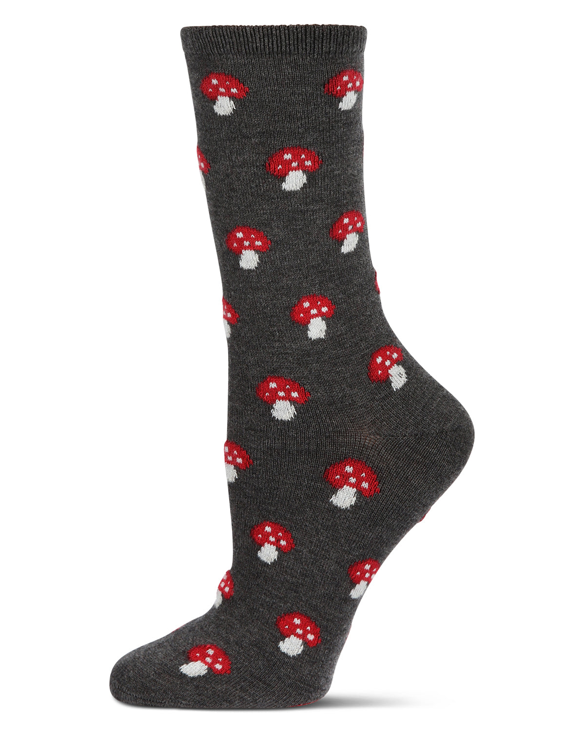 Women's Soft Mushroom Cashmere Crew Socks : Color: Dark Gray Heather