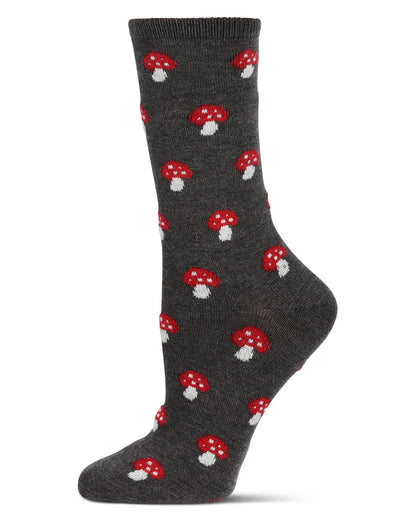 Women's Soft Mushroom Cashmere Crew Socks : Color: Dark Gray Heather