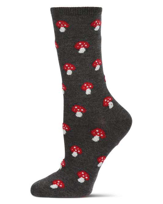 Women's Soft Mushroom Cashmere Crew Socks : Color: Dark Gray Heather