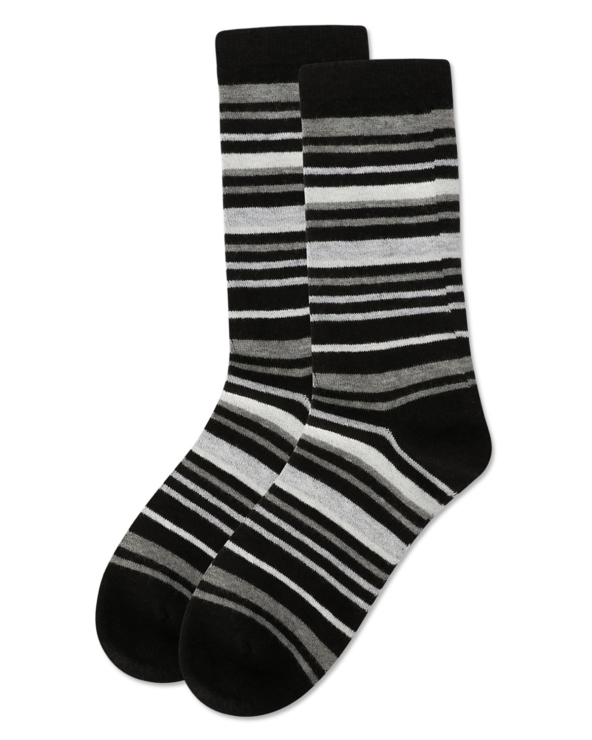 Women's Soft Striped Cashmere Crew Socks : Color: Black