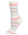 Women's Soft Striped Cashmere Crew Socks : Color: Ivory
