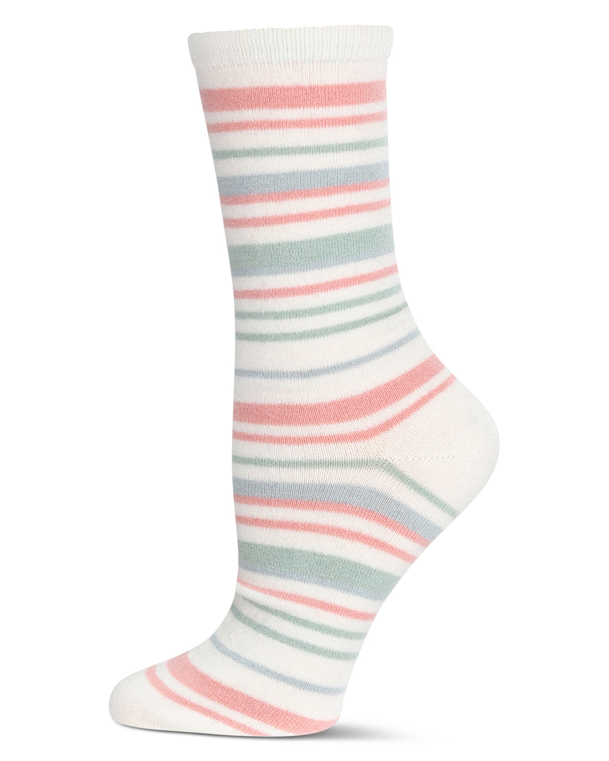 Women's Soft Striped Cashmere Crew Socks : Color: Ivory