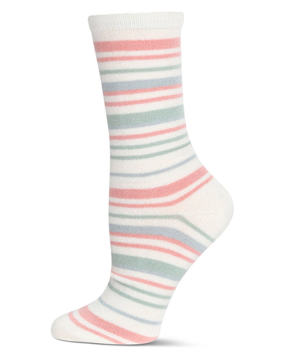 Women's Soft Striped Cashmere Crew Socks : Color: Ivory