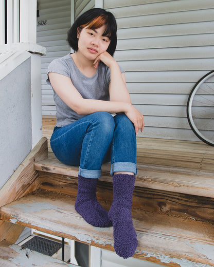 Women's Teddy Bear Plush Crew Socks : Color: Blush Pink