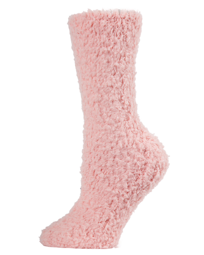 Women's Teddy Bear Plush Crew Socks : Color: Blush Pink