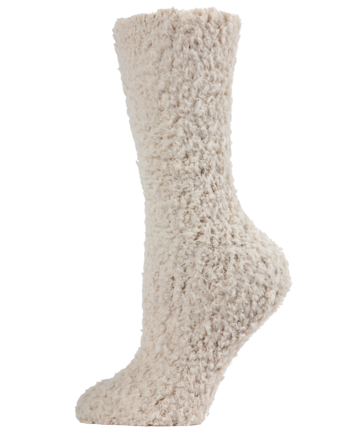 Women's Teddy Bear Plush Crew Socks : Color: Taupe