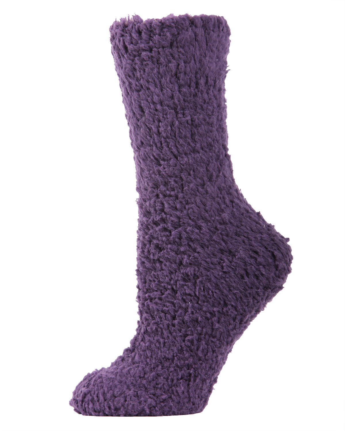 Women's Teddy Bear Plush Crew Socks : Color: Purple