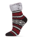 Women's Aztec Fair Isle Plush Cabin Socks : Color: Black