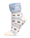 Women's Fair Isle Plush Lined Cabin Socks : Color: Ivory