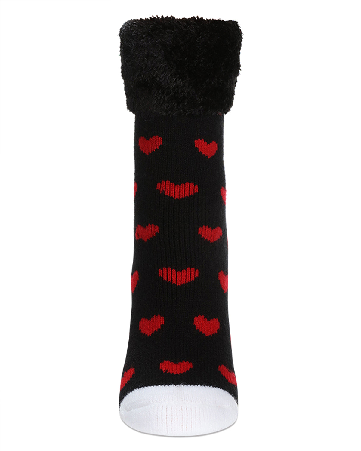 Women's Hearts Plush Cabin Socks : Color: Black