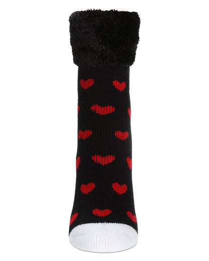 Women's Hearts Plush Cabin Socks : Color: Black