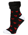 Women's Hearts Plush Cabin Socks : Color: Black