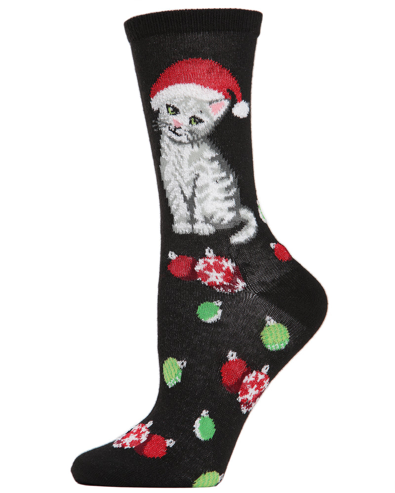 MeMoi Cute Christmas Kitty Crew Socks