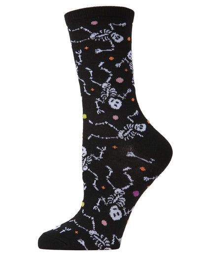 Dancing Dead Skeleton Crew Socks : Color: Black